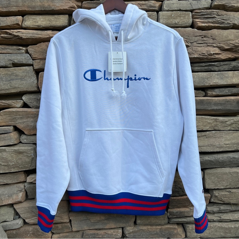 Champion Mens Small S Hoodie Sweatshirt Reverse Weave White Heavyweight